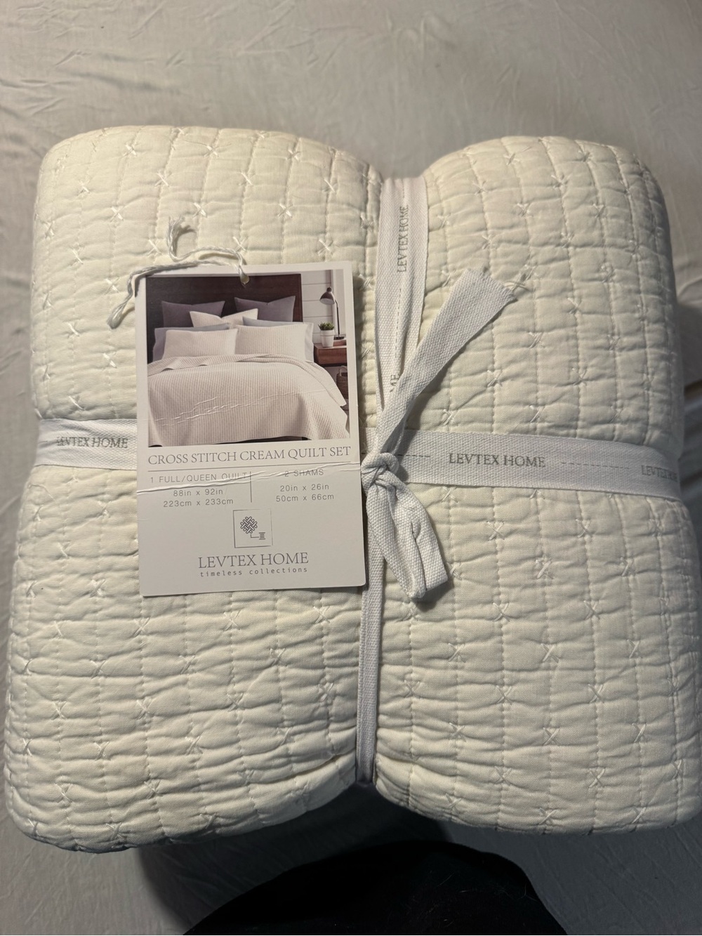 Levtex Home Cross Stitch Cream Quilt Set – Full/Queen